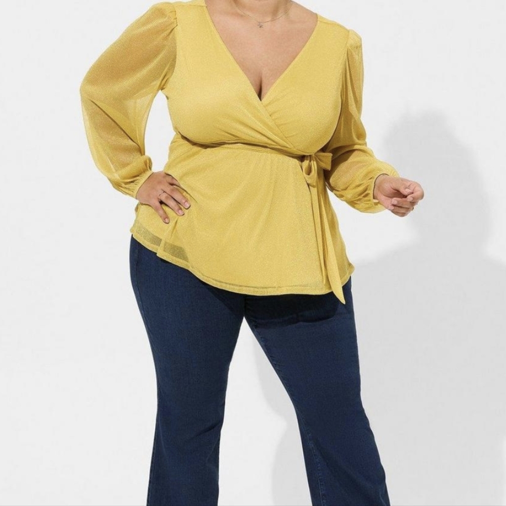 TORRID Gold Lurex Peplum Top 4x/26 NWT